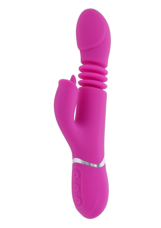 Evolved Pink Dragon Thrusting and Twirling Rechargeable Silicone Vibrator