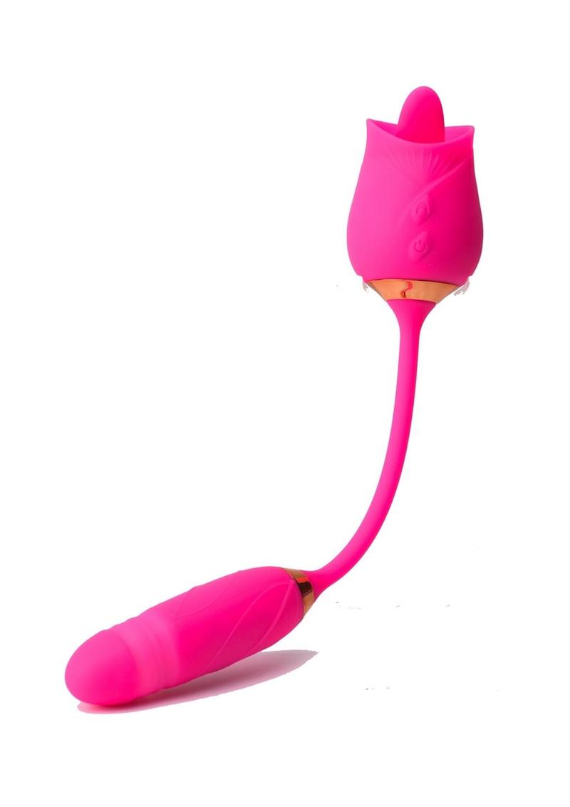 Pink Pussycat Licking Rose Rechargeable Vibrator