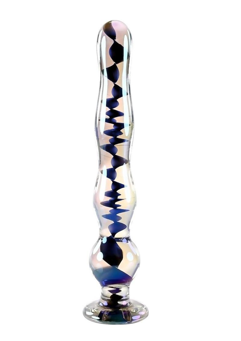 Playboy Jewels Wand Glass Dildo Clear With Swirls