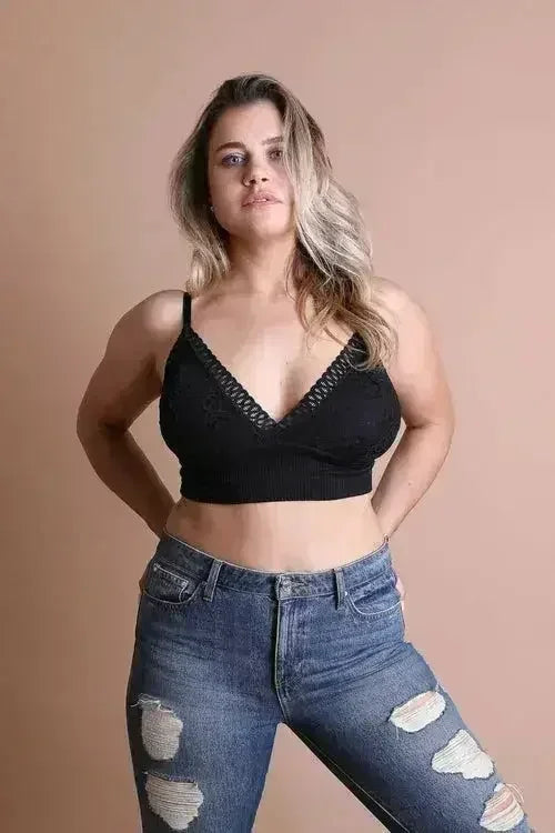 Plus Size Lace Brami – Stretchy Waistband, Elegant & Sexy