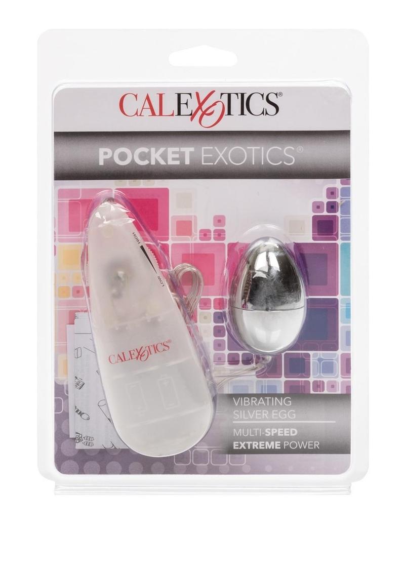 Pocket Exotics Vibrating Silver Egg With Remote Control