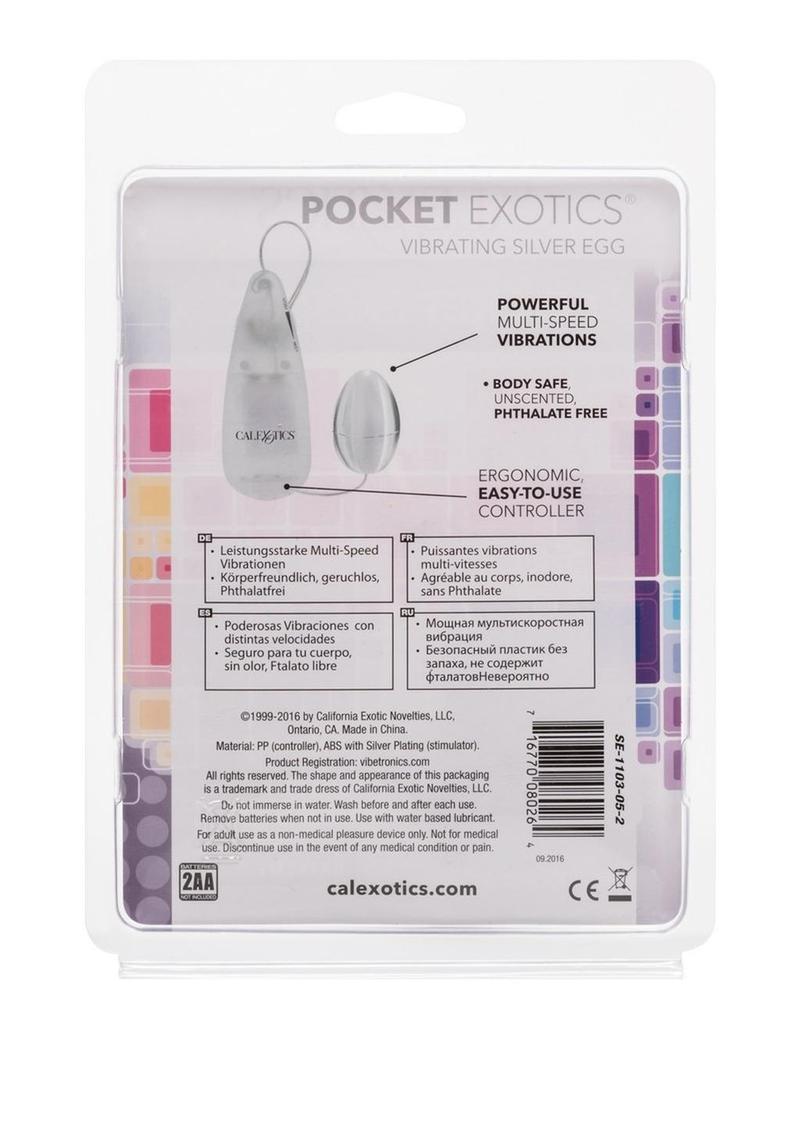 Pocket Exotics Vibrating Silver Egg With Remote Control