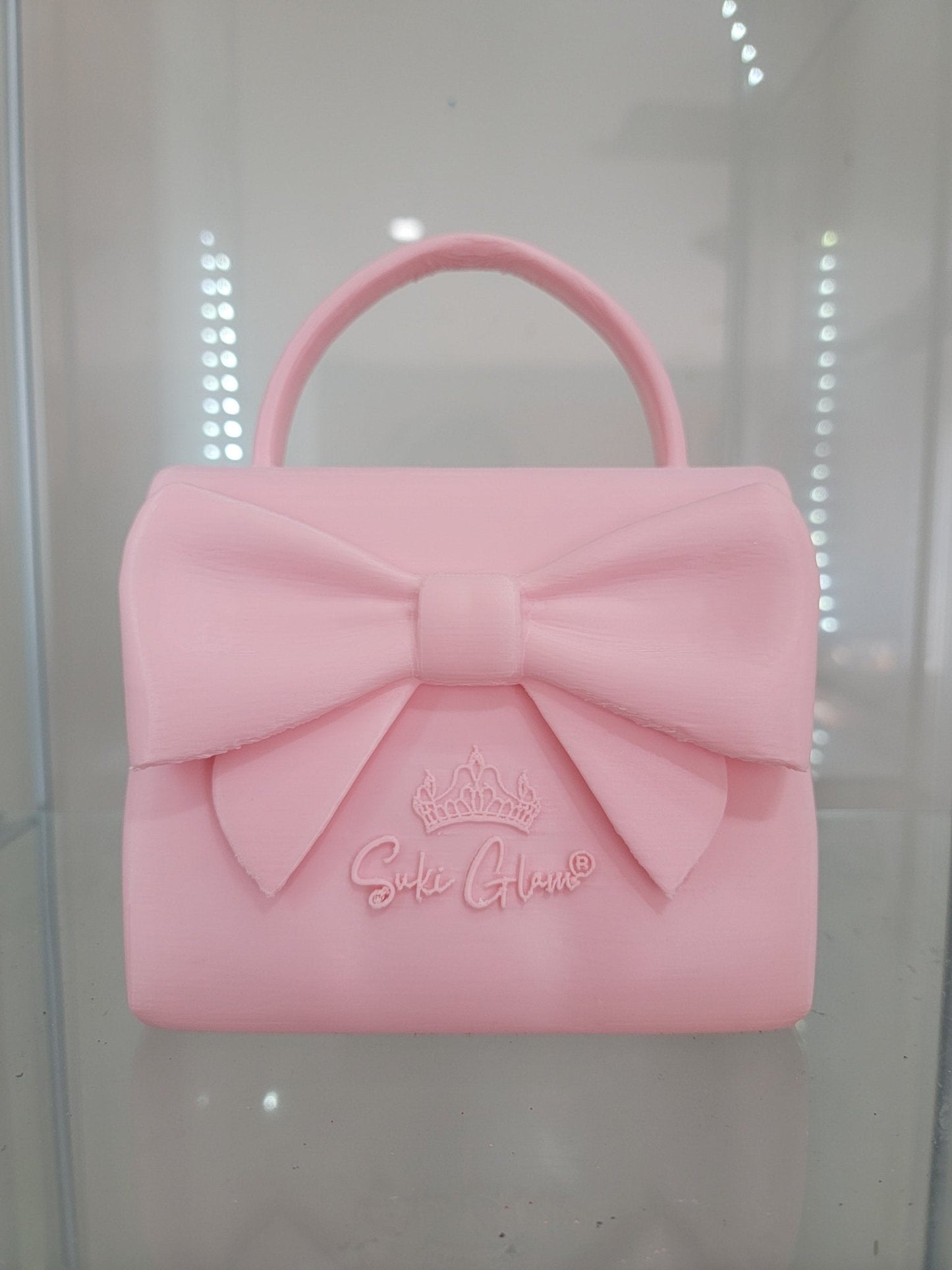 Pretty in Pink Bow Handbag Brush Holder - Glamorous Vanity Organizer