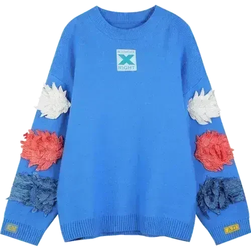 MultiColor Applique Casual Pullover Knit Sweaters Women,Spring ELF