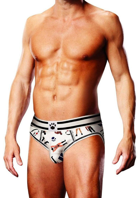 Prowler Leather Pride Open Brief White And Black Sexy Men’s Underwear