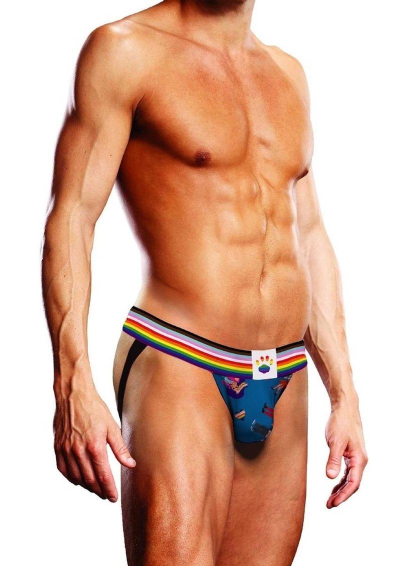 Prowler Pixel Art Gay Pride Jockstrap Bold Blue Multicolor Underwear
