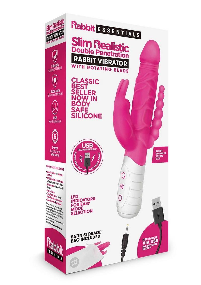 Essentials Slim Realistic Double Rotating Rabbit Vibrator