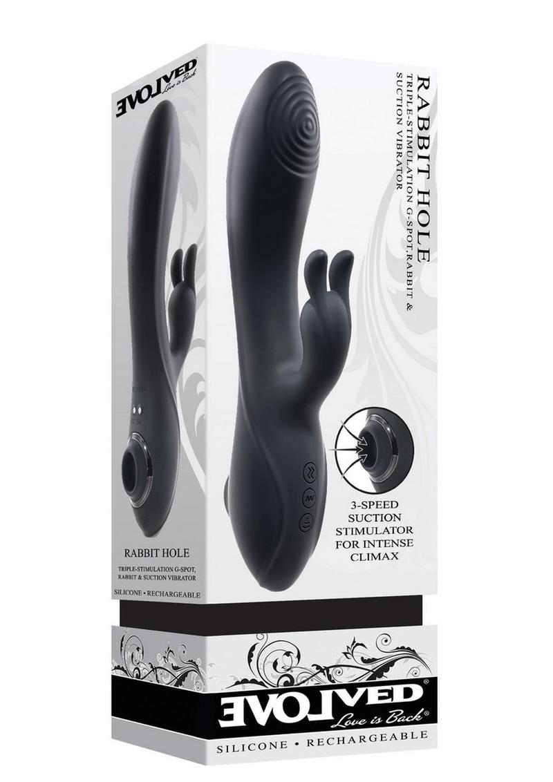 Evolved Rabbit Hole Triple-Stimulating Silicone Rabbit and Suction Vibrator