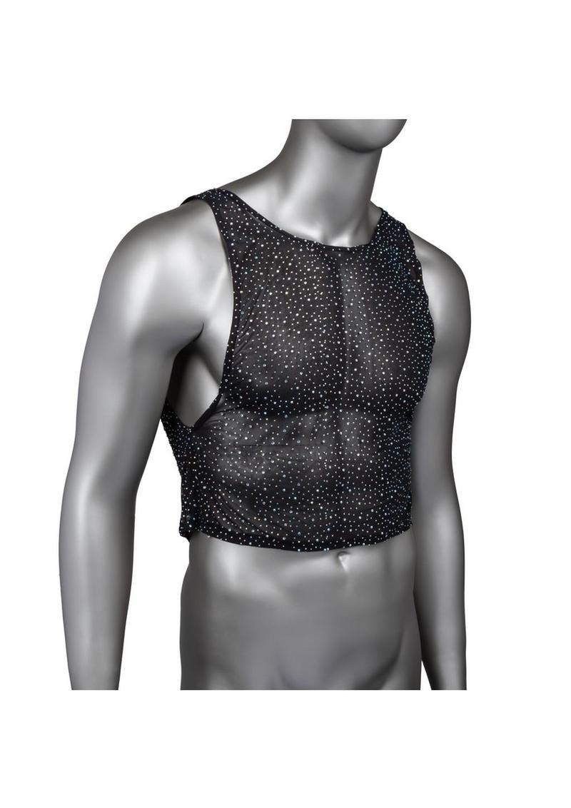 Radiance Muscle Tank Top Sparkle Mesh Design