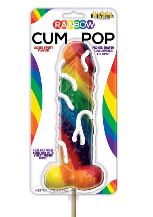 Rainbow Cum Pop Pecker Shaped Drizzle Lollipop