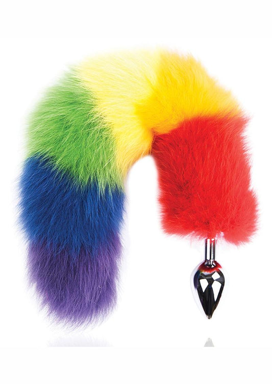 Rainbow Foxy Tail Pleasure Plug Stainless Steel Butt Plug-Fur Tail