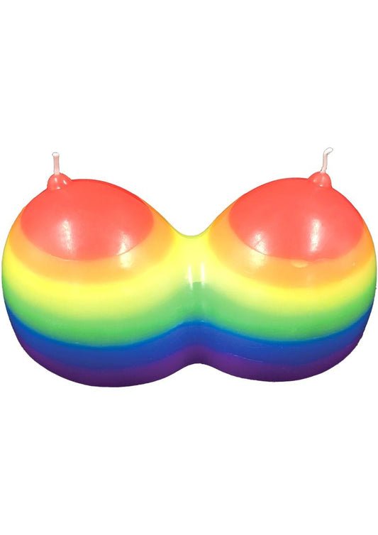 Rainbow Jumbo Boobie Candle Jasmine Scented Fun Party Gift for Adults