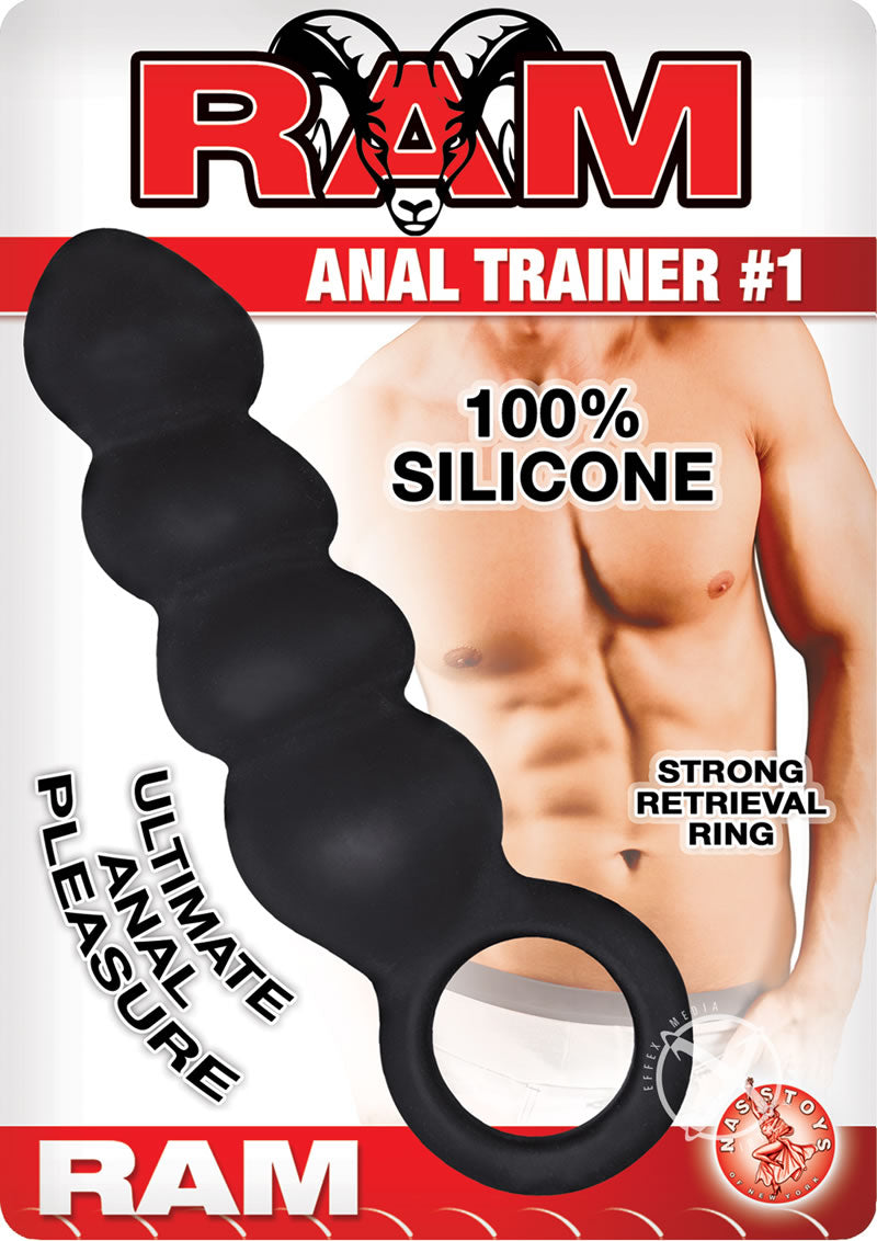 RAM Anal Trainer #1 Silicone Beaded Anal Probe with Retrieval Ring