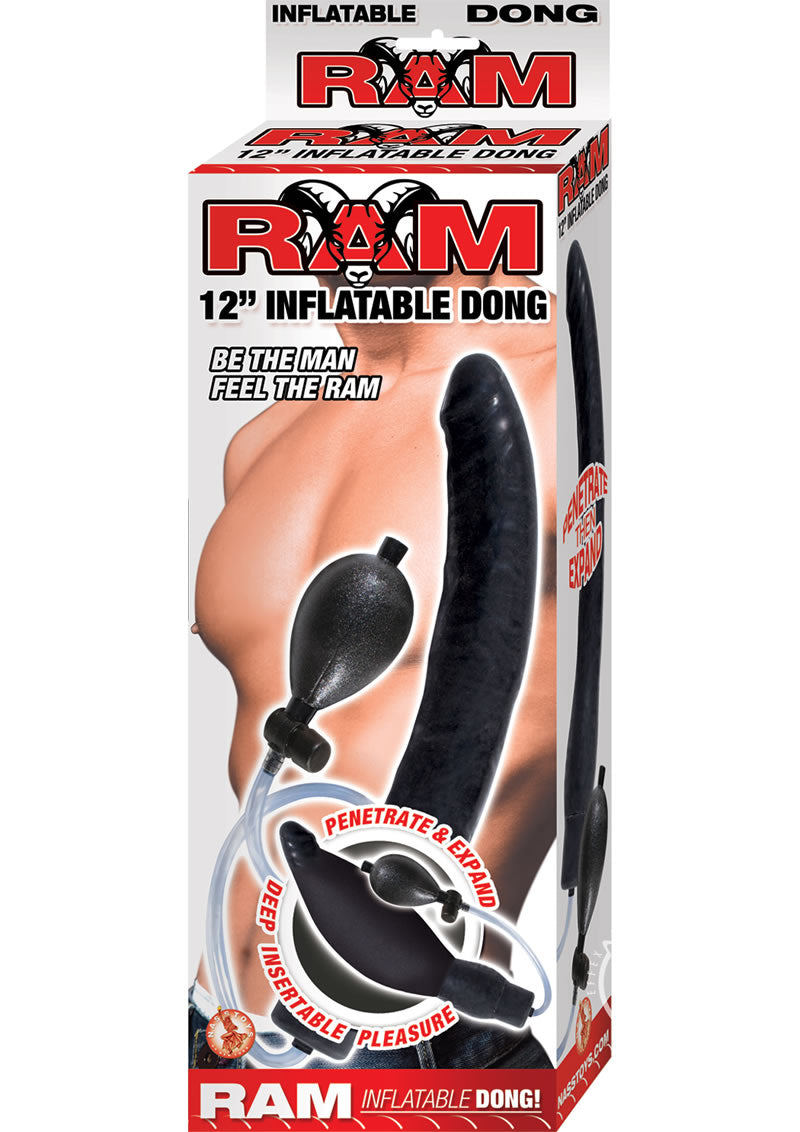 RAM 12-Inch Inflatable Dong Expandable Latex Dildo Deep Penetration