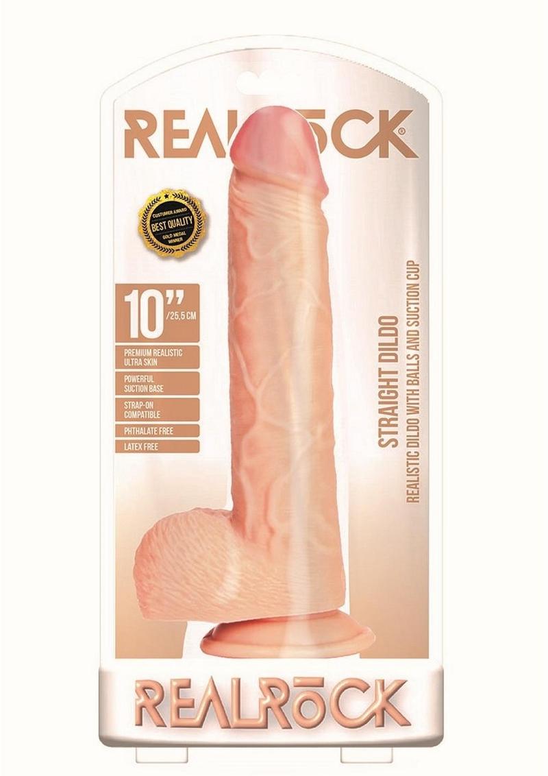 RealRock Straight Realistic Dildo with Balls And Suction Base
