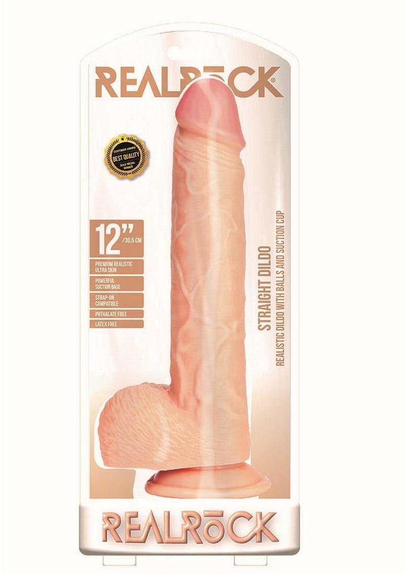RealRock Straight Realistic Dildo with Balls And Suction Base