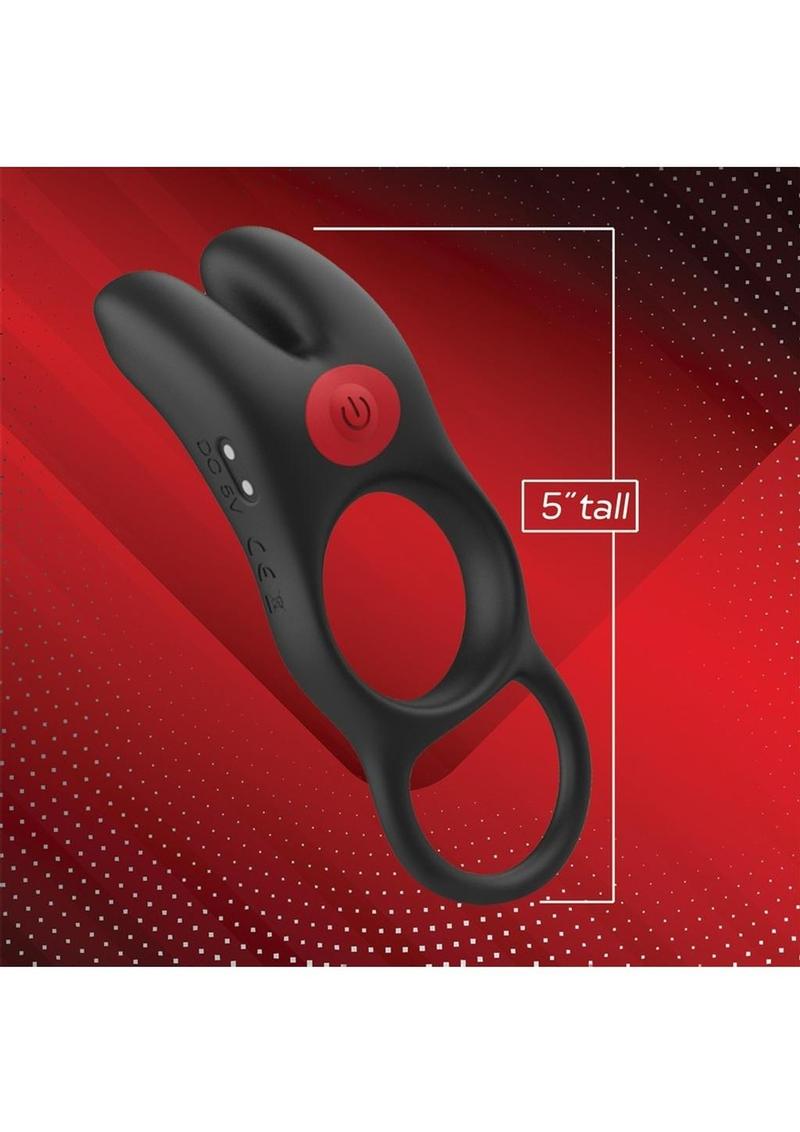 Red Dot V1 Silicone Rechargeable Vibrating Cock Ring with Remote Control