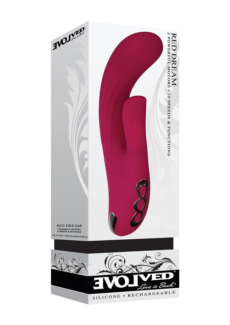 Evolved Red Dream Rechargeable Silicone Rabbit Vibrator