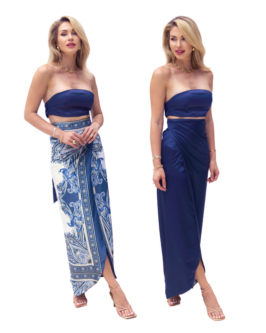 Reversible Wrap Skirt - Satin