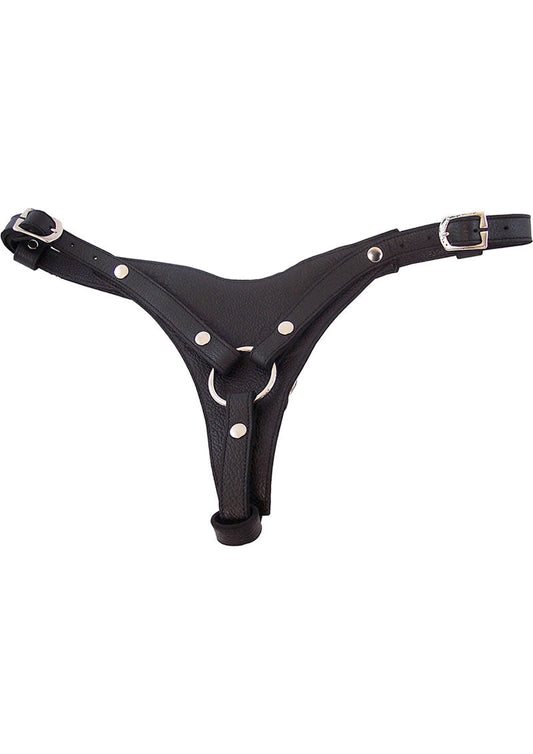 Rouge Leather Female Dildo Harness Adjustable Strap-On for Comfort