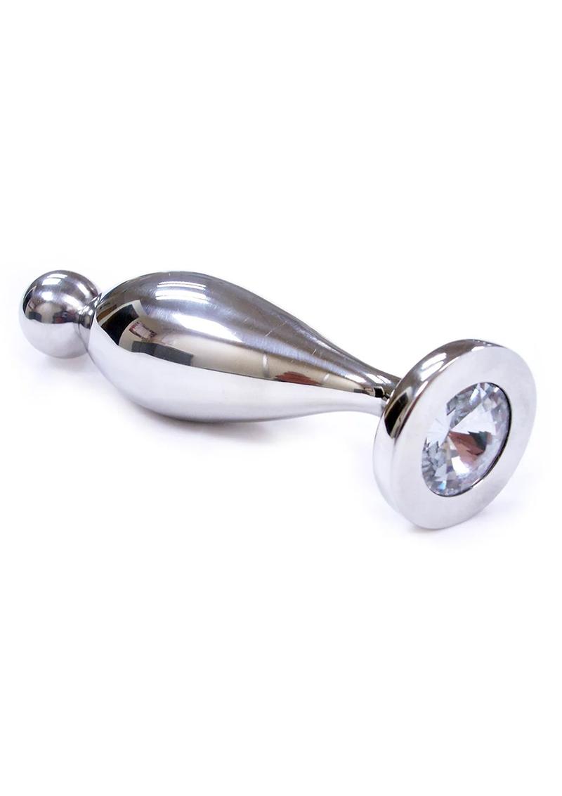 Rouge Fish Tail Stainless Steel Anal Plug Clear Jewel