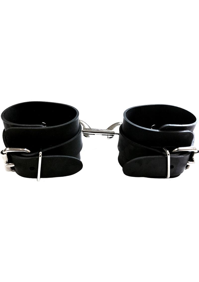 Rouge Black Rubber Adjustable Wrist Cuffs Durable And Comfortable