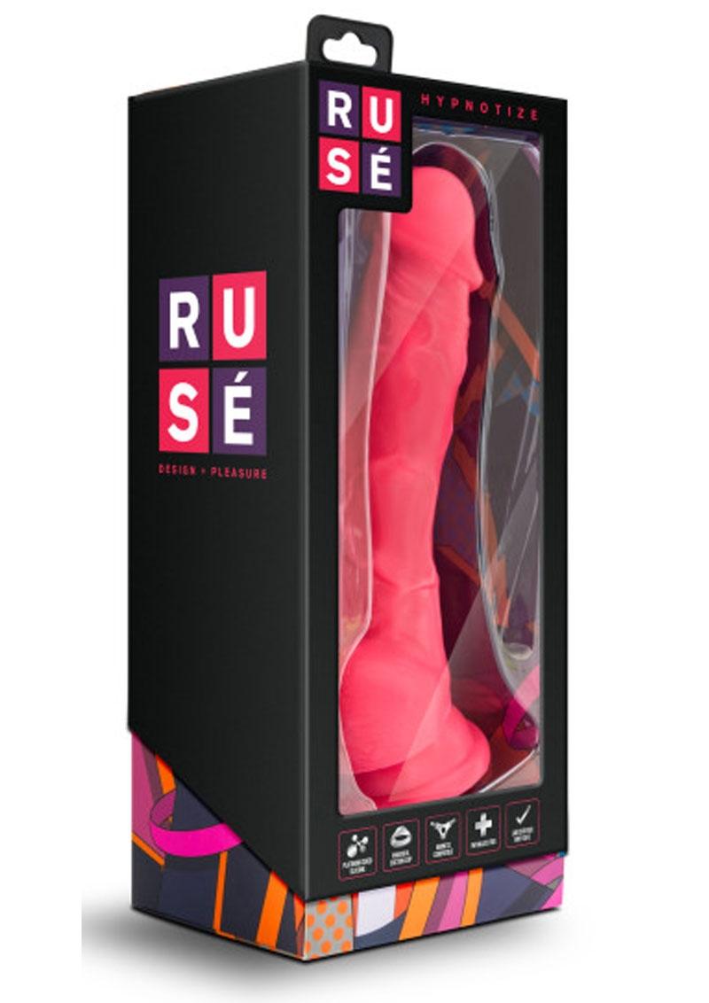 Ruse Hypnotize Silicone Dildo with Balls 7.5 Inch Cerise for Pleasure