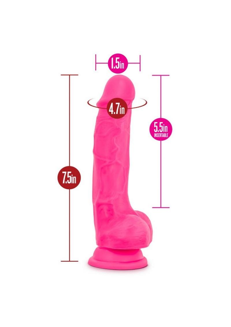 Ruse Hypnotize Silicone Dildo with Balls 7.5 Inch Cerise