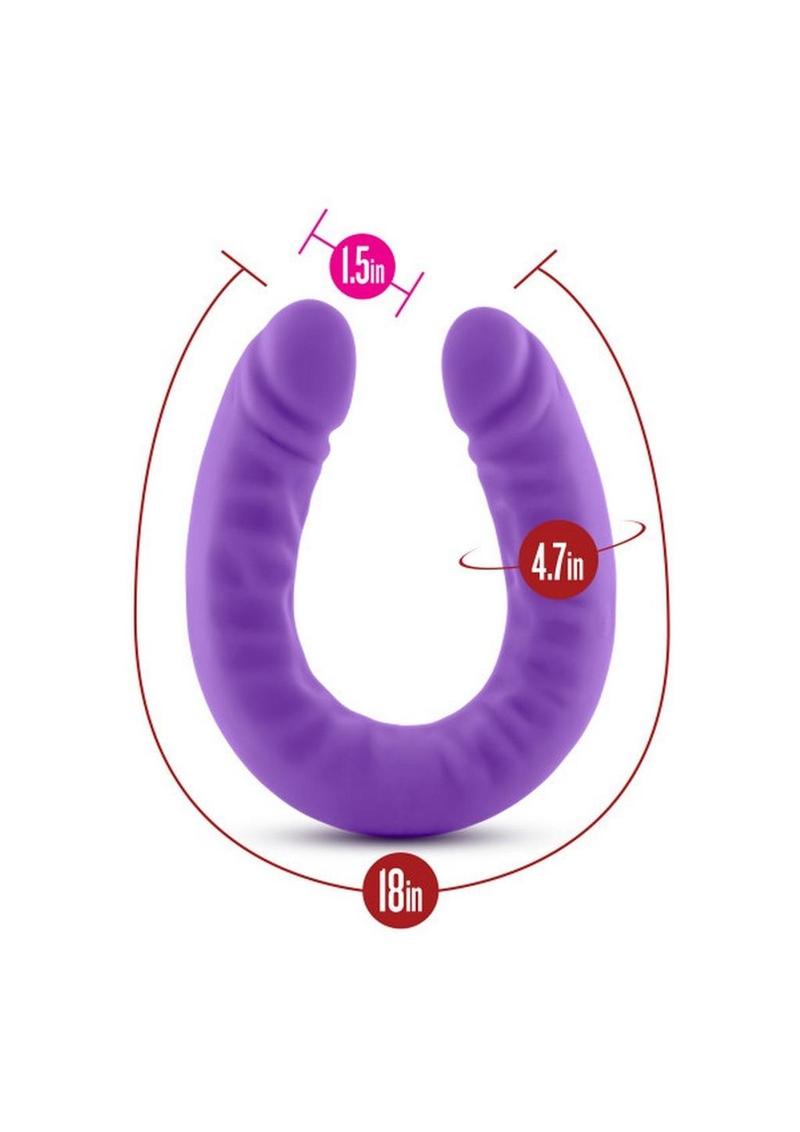 Ruse 18 Inch Silicone Slim Double Dong Flexible Purple Pleasure Toy