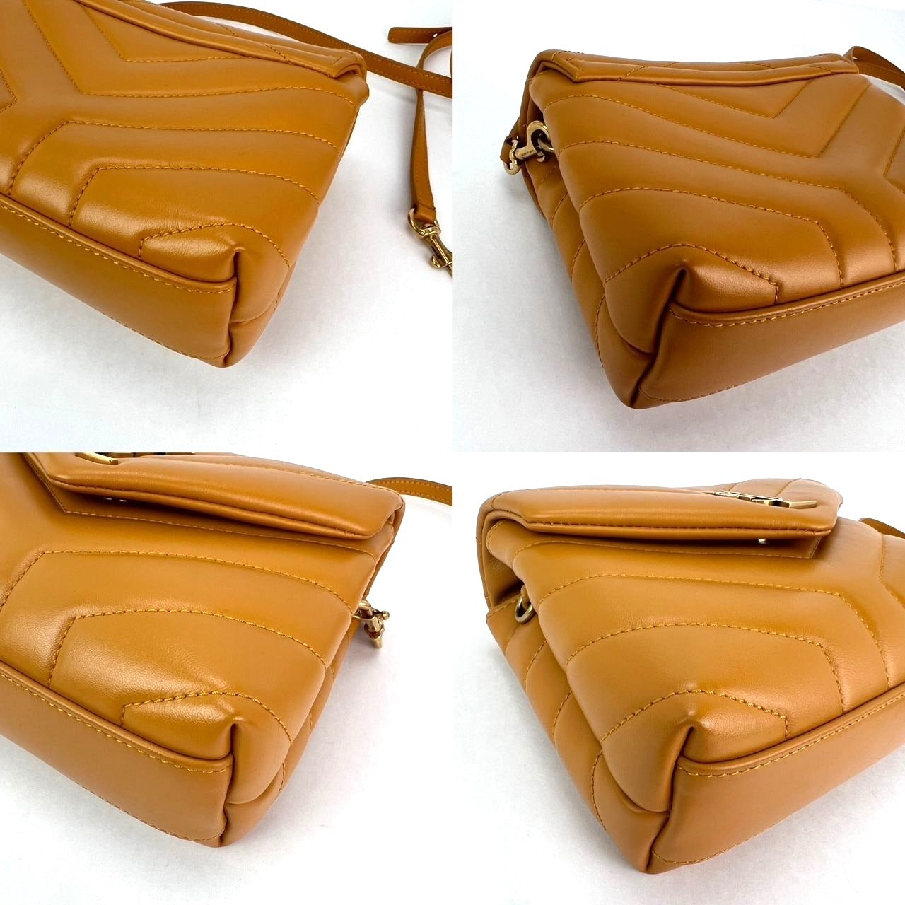 Saint Laurent Calfskin Quilted Toy Loulou Yellow Crossbody Bag