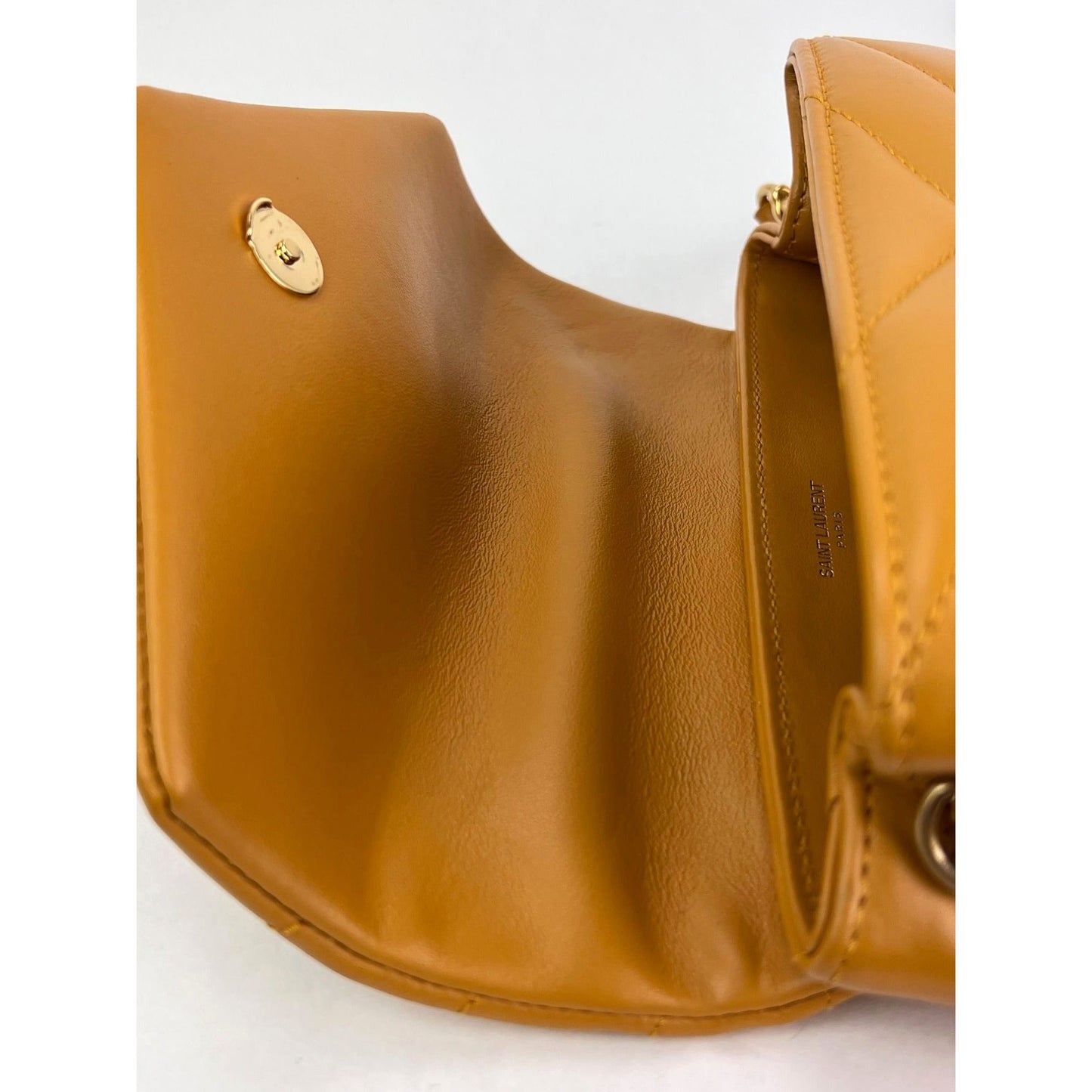 Saint Laurent Calfskin Quilted Toy Loulou Yellow Crossbody Bag