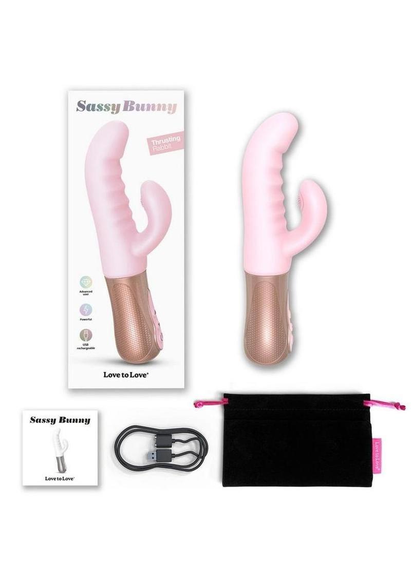 Sassy Bunny Thrusting Rabbit Dual-Motor Rechargeable Silicone Vibrator