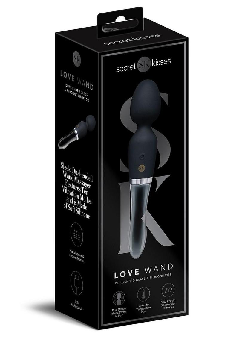 Secret Kisses Love Wand Dual-End Glass And Silicone Vibrator