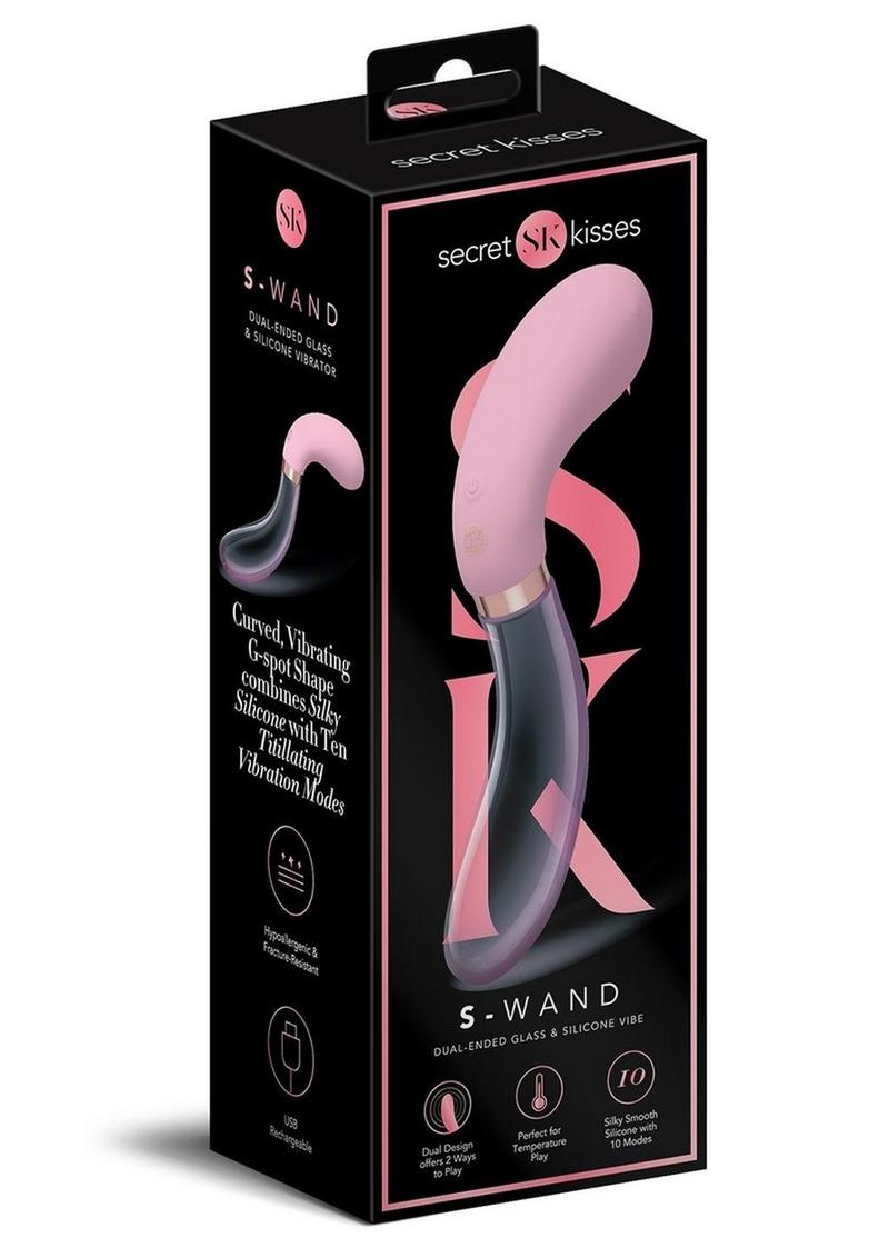 Secret Kisses S-Wand  Dual Ended Glass & Silicone Vibrator