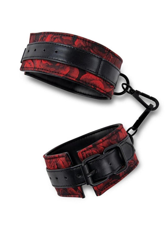 Secret Kisses Rosegasm Faux Leather Handcuffs and Satin Blindfold