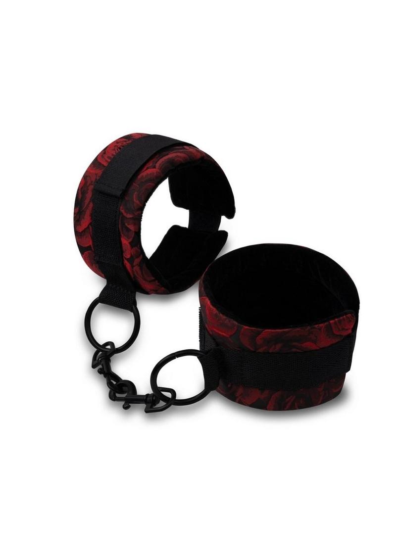 Secret Kisses Rosegasm Soft Bondage Handcuff Restraints Satin Blindfold