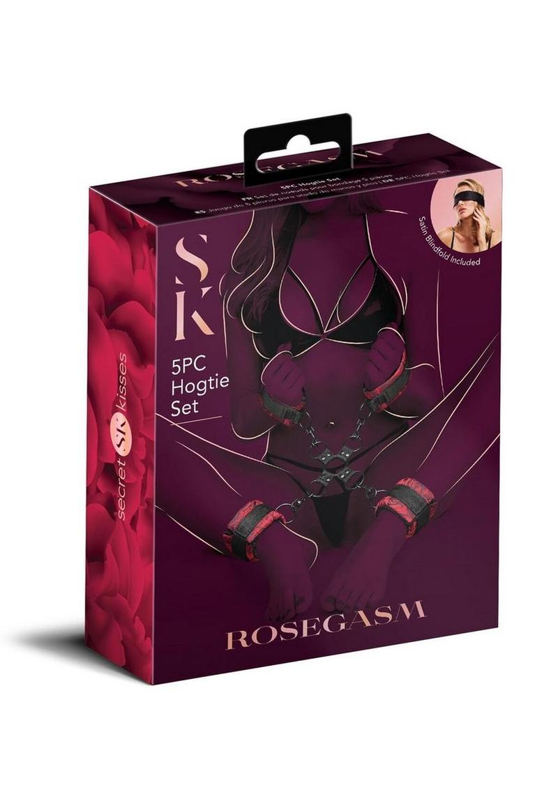 Secret Kisses Rosegasm 5PC Hogtie Set with Satin Blindfold