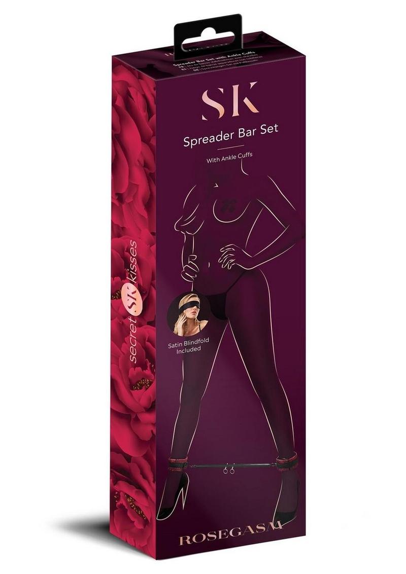 Secret Kisses Rosegasm Spreader Bar Set with Ankle Cuffs and Blindfold
