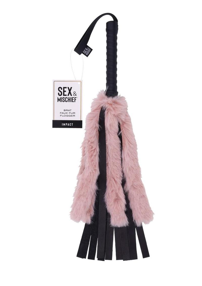 Sex And Mischief Brat Faux Fur Flogger Pink And Black Impact Play