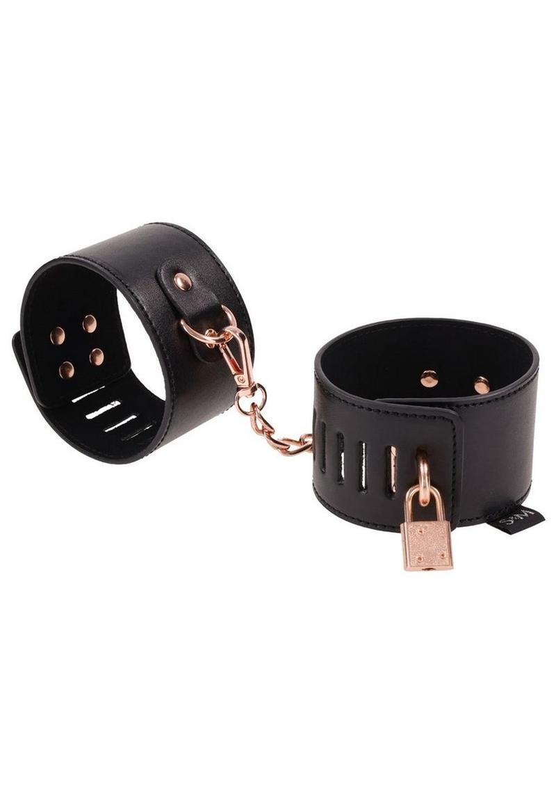 Sex & Mischief Brat Locking Cuffs with Rose Gold Accents