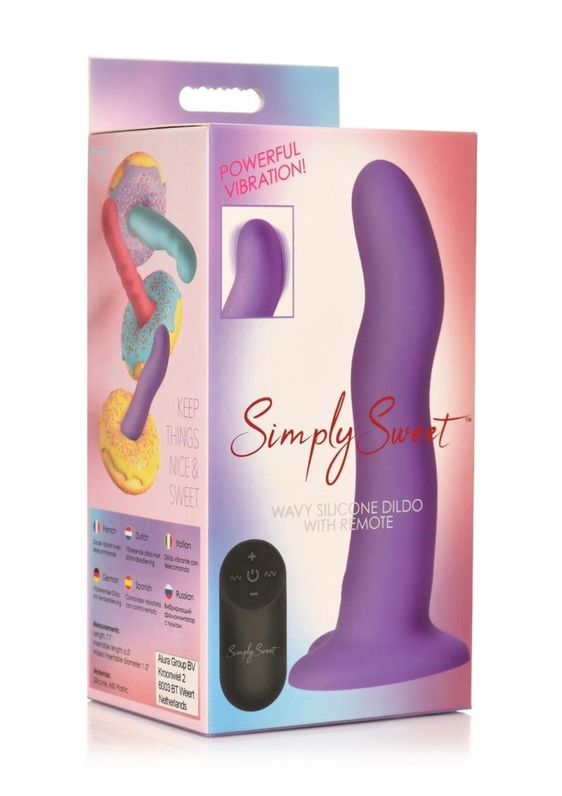 Simply Sweet Wavy Silicone Dildo Rechargeable Vibes with Control