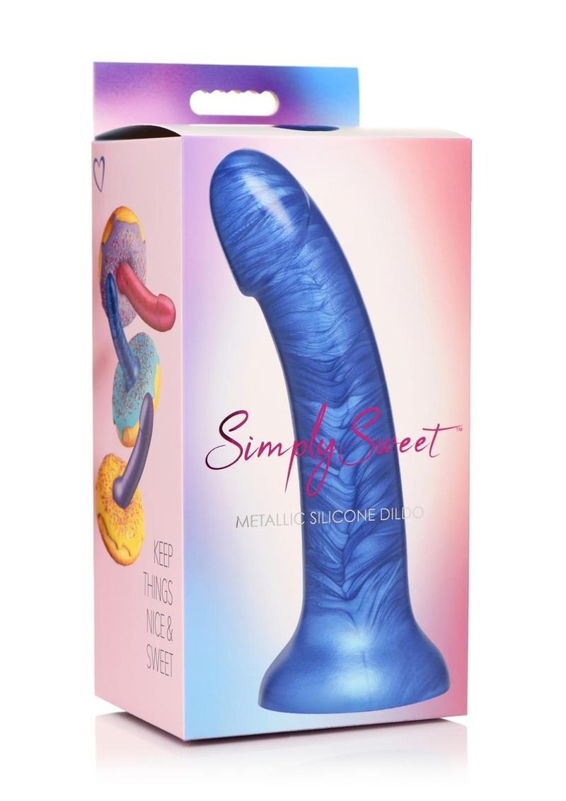 Simply Sweet Metallic Silicone Dildo 7-Inch
