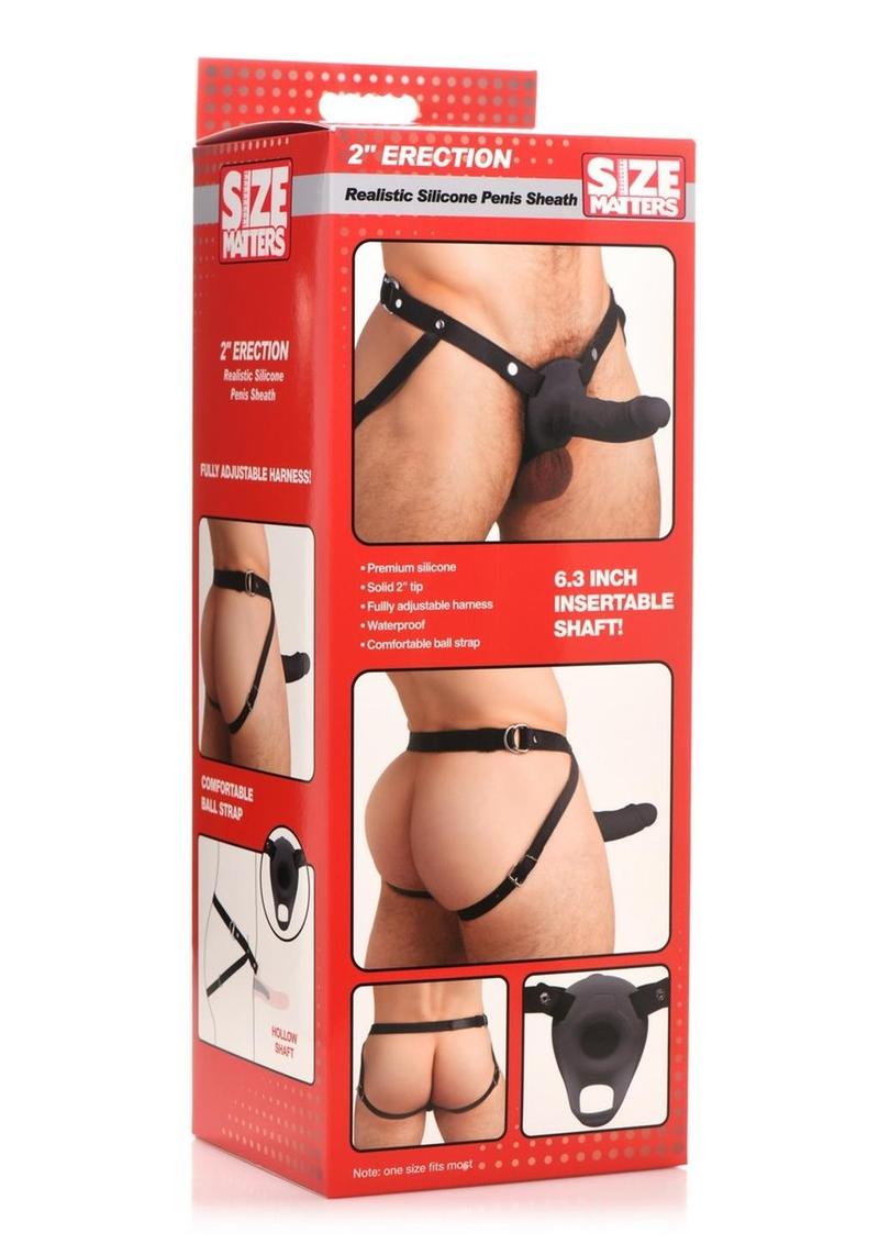 Erection Realistic Silicone Penis Sheath Insertable Shaft  Size