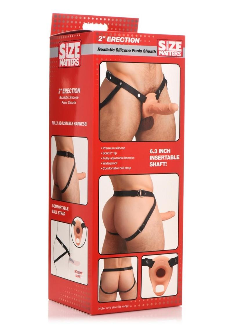 Erection Realistic Silicone Penis Sheath Insertable Shaft  Size