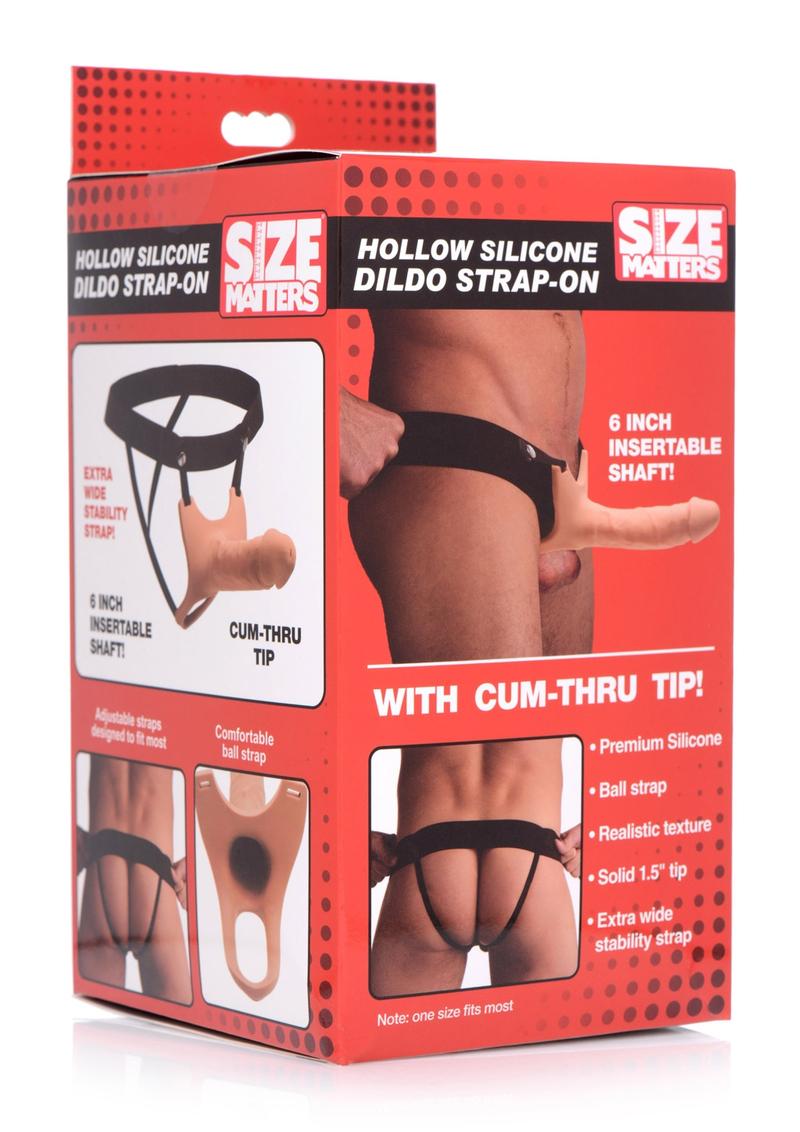 Size Matters Hollow Silicone Dildo Strap-On with Cum-Thru Tip
