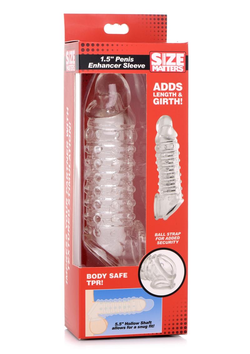 Size Matters 1.5 Inch Penis Enhancer Sleeve Secure Pleasure Fit