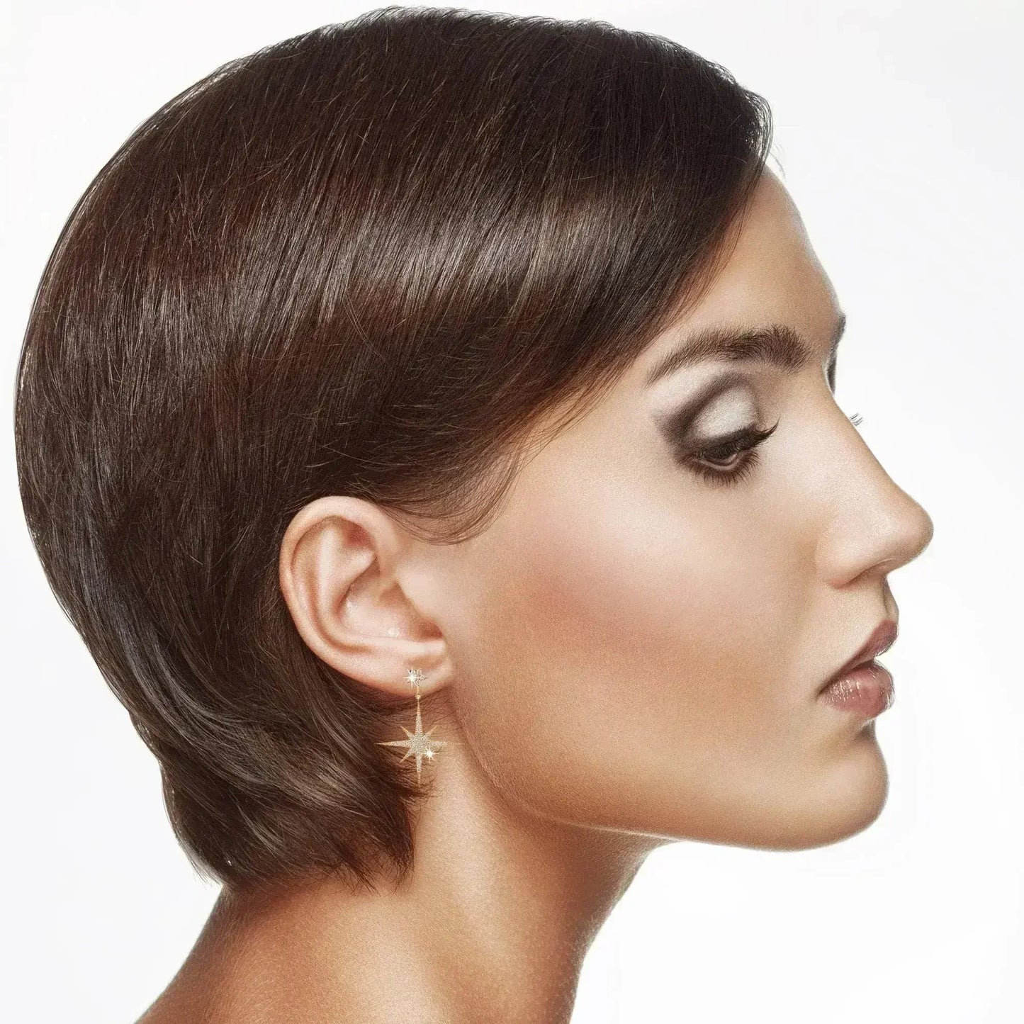 Petite Star Burst Drop Earrings | Gold CZ Celestial Jewelry - Femstylo