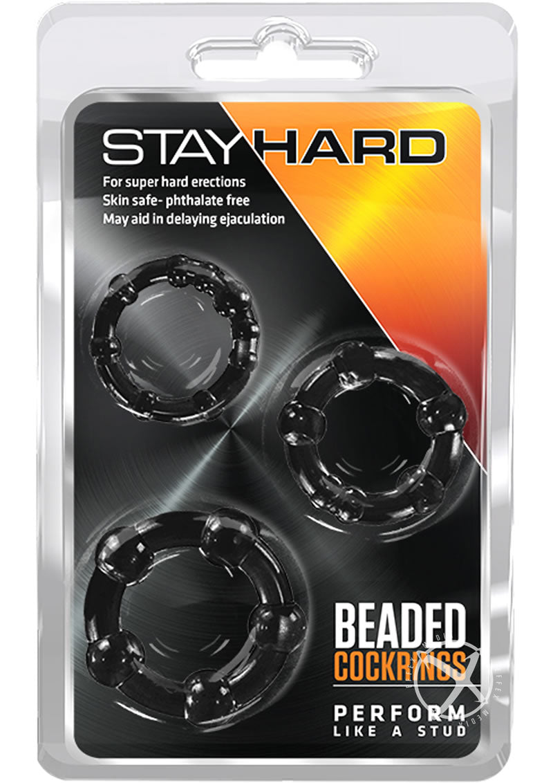 Stay Hard Beaded Cock Rings Textured And Flexible Black Rings