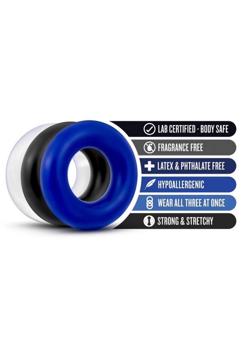 Stay Hard Donut Rings Assorted 3-Pack Super Stretchy And Skin Safe