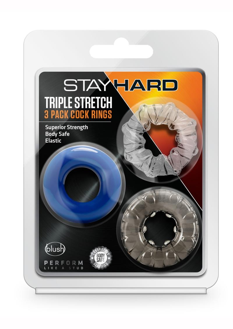 Stay Hard Triple Stretch 3 Pack Cock Rings Superior Strength
